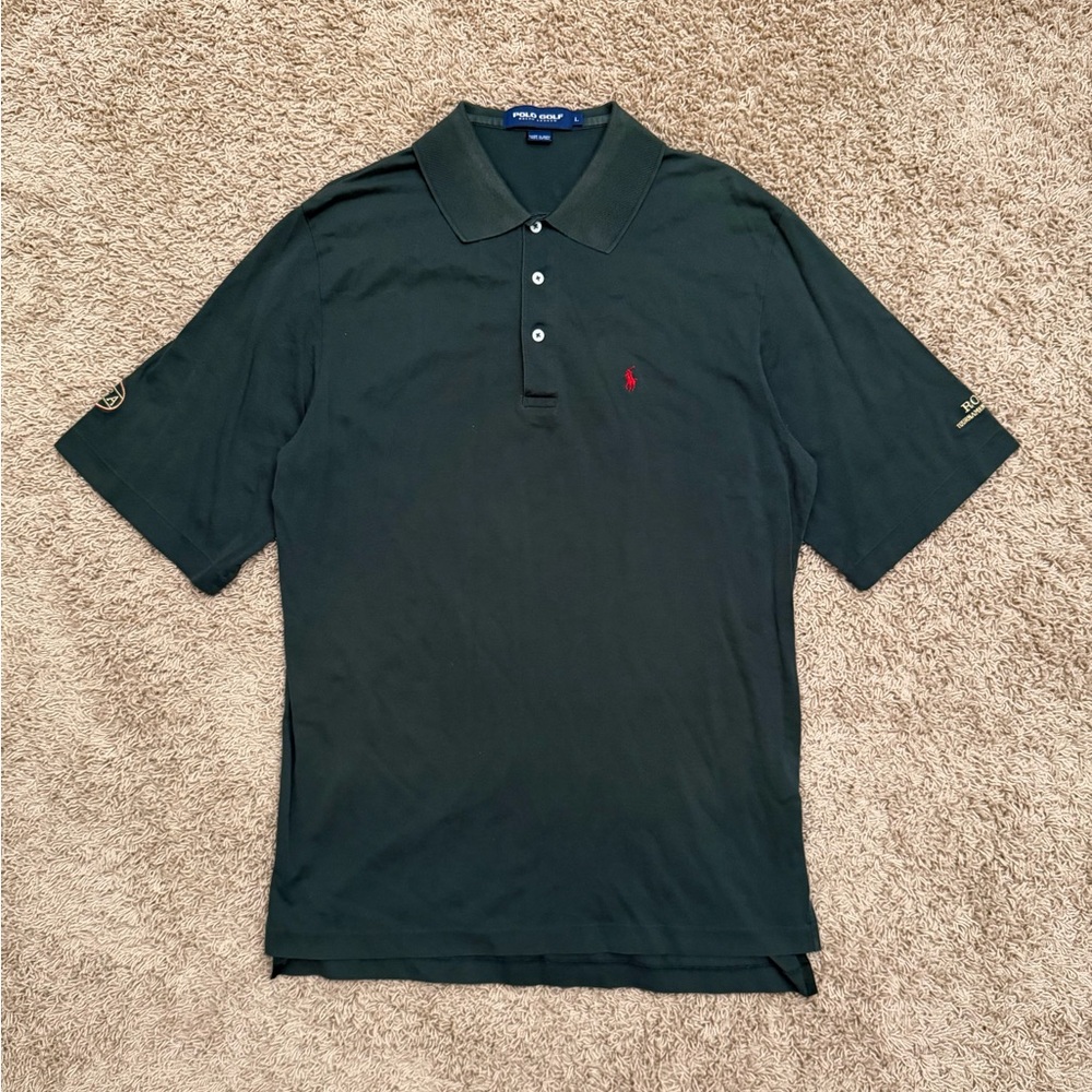 Polo Golf Ralph Lauren Shirt Mens Large Green AJGA ROLEX Logo Golf